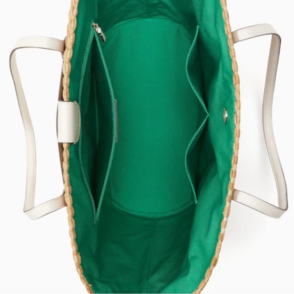 • NWT KATE SPADE OTHER GARDEN BOUQUET STRAW TOTE LARGE GREEN YELLOW MULTI OTHER - Picture 4 of 10